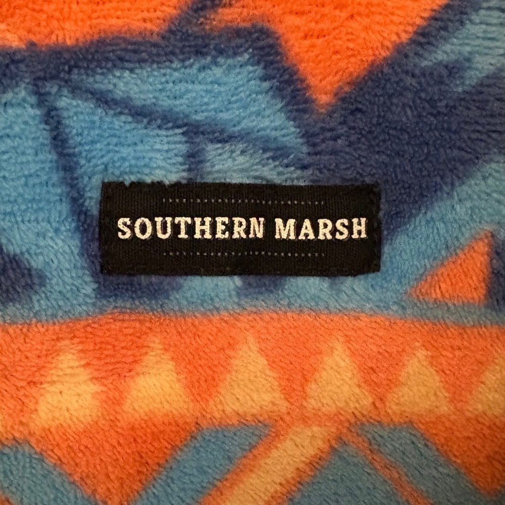 Southern Marsh Fairbanks Pullover Blue Orange Geometric Fleece 1/4‎ Zip HGTN566 - Picture 4 of 12